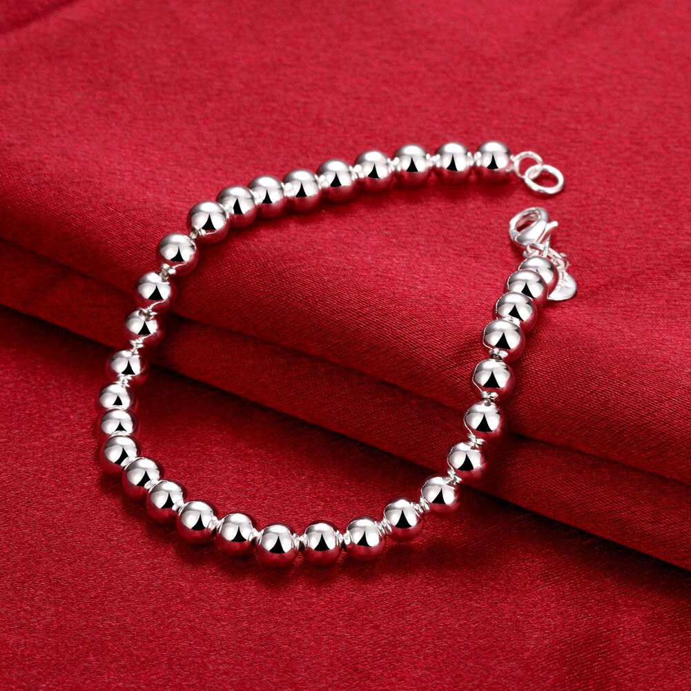 Street wild classic 4mm beads chain 925 sterling silver Bracelets for woman man Wedding party Christmas Gift Jewelry
