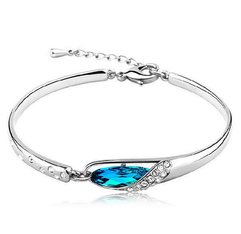 Hot Stylish Women Girls Silver Plated Crystal Rhinestone Bangle Charm Bracelet For Women Jewelry Gift