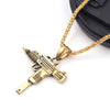 Submachine Gun Pistol Uzi Necklaces Men Hip Hop Accessories Dance Franco Chain Maxi Charm Long Pendant Necklace