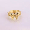 Hot Super Hero Movie Golden Wonder Woman W Logo Ring High Quality Red Comet Ring Crown Men and Women Jewelry
