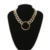Women Metal Circle Pendant Thick Chain Choker Necklace Jewelry