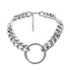 Women Metal Circle Pendant Thick Chain Choker Necklace Jewelry
