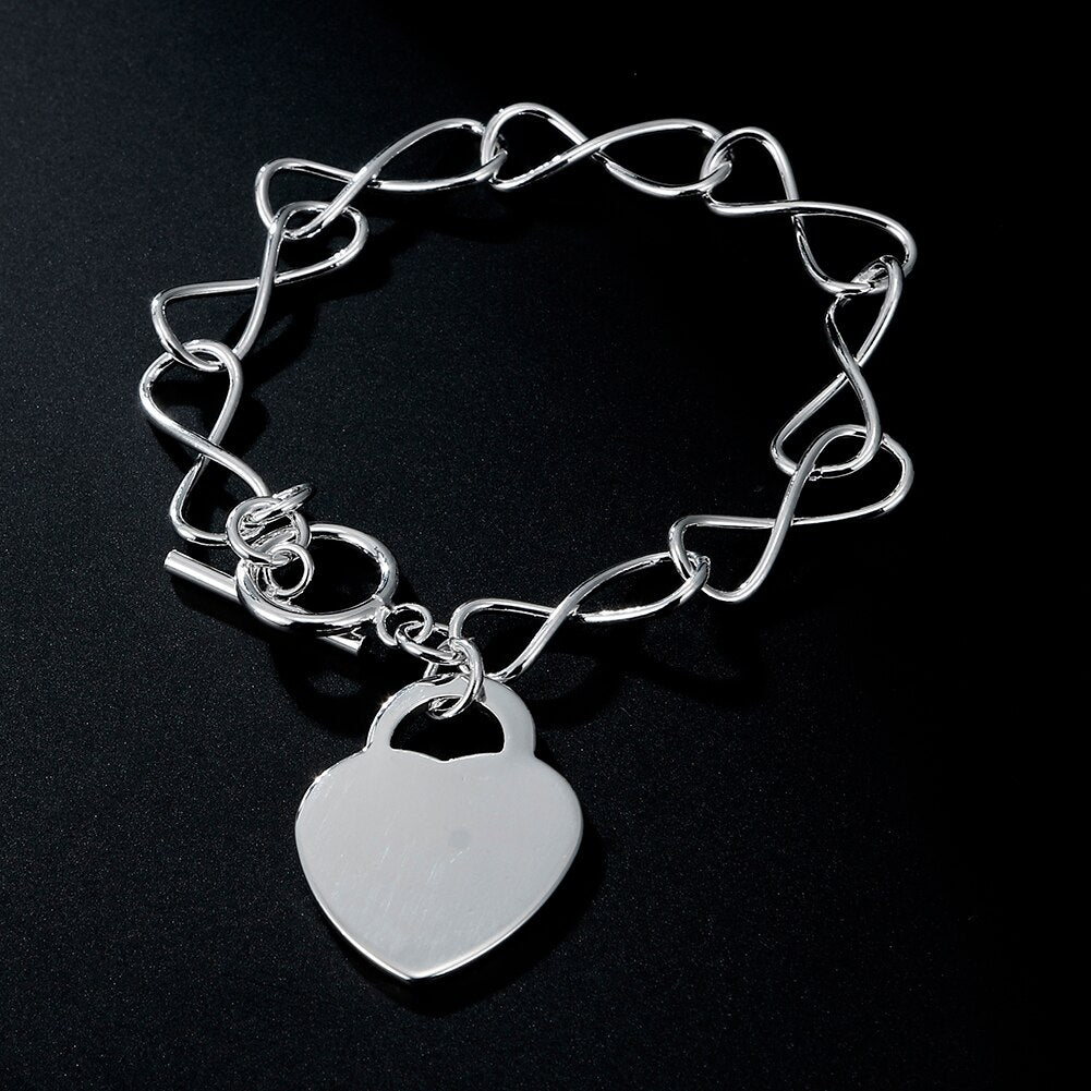 brands 925 sterling silver charm heart card Bracelets for women party Wedding designer fine jewelry Christmas gifts