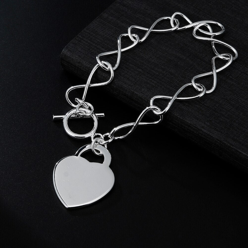 brands 925 sterling silver charm heart card Bracelets for women party Wedding designer fine jewelry Christmas gifts