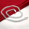 charm 925 sterling Silver Bracelets necklace Jewelry set for men classic 10MM Square Chain 20/22/24 inch Fashion Party Gift