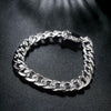 charm 925 sterling Silver Bracelets necklace Jewelry set for men classic 10MM Square Chain 20/22/24 inch Fashion Party Gift