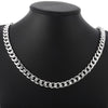 charm 925 sterling Silver Bracelets necklace Jewelry set for men classic 10MM Square Chain 20/22/24 inch Fashion Party Gift