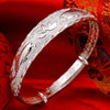 charm trend 999 sterling silver Pisces play lotus bracelets Bangle for women classic party wedding jewelry gifts