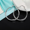 charms 4cm diameter circle 925 Sterling Silver hoop Earrings for Women lady fine Jewelry Holiday gifts Wedding party
