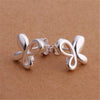 charms 925 Stamp Silver Pretty cute Butterfly stud Earrings for Women party wedding Jewelry Christmas Gifts