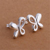 charms 925 Stamp Silver Pretty cute Butterfly stud Earrings for Women party wedding Jewelry Christmas Gifts
