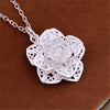 charms 925 Stamped Silver Pretty Flowers Pendant Necklace For Women  Jewelry party wedding Christmas gifts