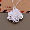 charms 925 Stamped Silver Pretty Flowers Pendant Necklace For Women  Jewelry party wedding Christmas gifts