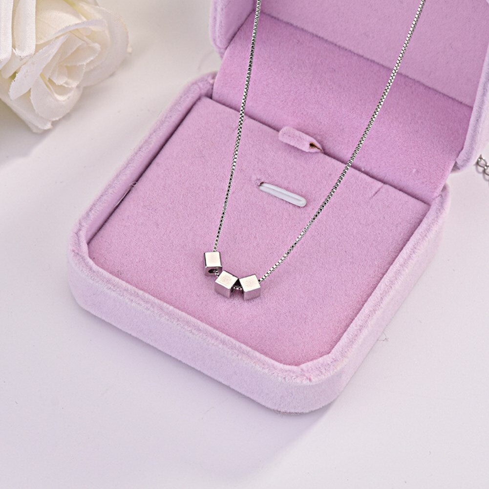 charms 925 Stamped silver Box chain geometry Heart triangle square cross Pendant Necklace For Women Jewelry gifts