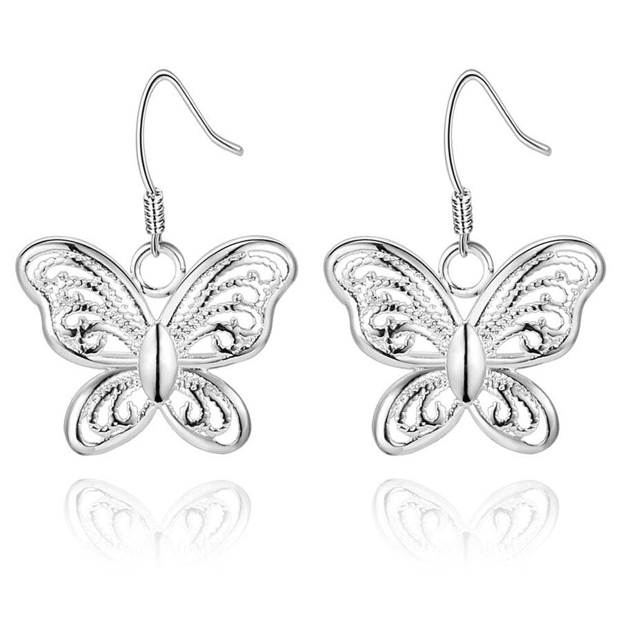 charms 925 Sterling Silver Pretty butterfly Earring for Women classic party wedding Jewelry Holiday gifts