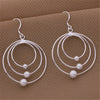 charms 925 Sterling Silver Three circle beads Earrings for Women noble Jewelry wedding party Christmas Gifts