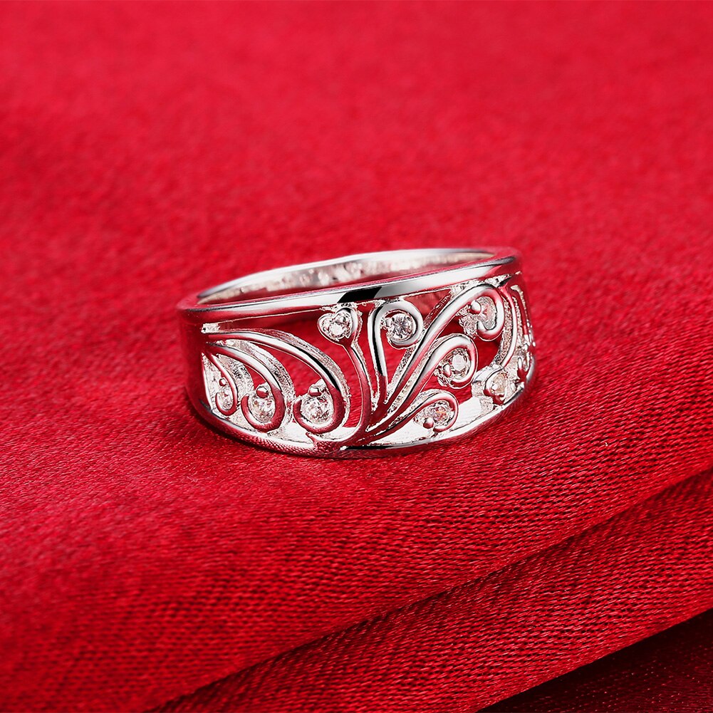 charms 925 Sterling Silver crystal Pattern Rings For Women Party Gifts Charms wedding engagement ring fine Jewelry