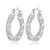 charms 925 Sterling Silver fine Round Carved wedding heart earrings for Women Christmas Gifts wedding party Jewelry