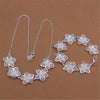 charms Pretty Flowers necklaces bracelets 925 Sterling Silver Jewelry sets for women Party wedding accessories gift
