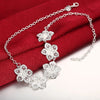 charms Pretty Flowers necklaces bracelets 925 Sterling Silver Jewelry sets for women Party wedding accessories gift