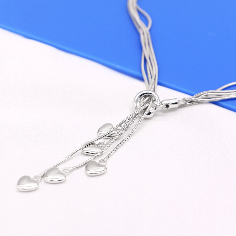 charms tassel romantic heart 925 Stamped Silver Necklace for women fine wedding party Jewelry Christmas gifts