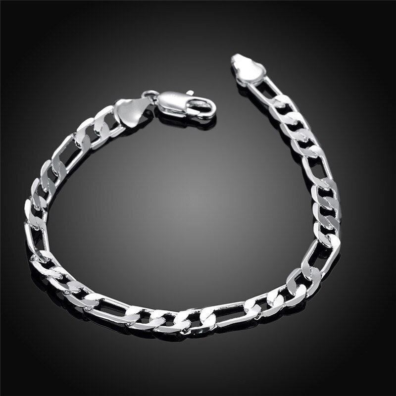 classic 6MM flat sideways chain 925 sterling silver Bracelets for women man party wedding accessories Gifts Jewelry