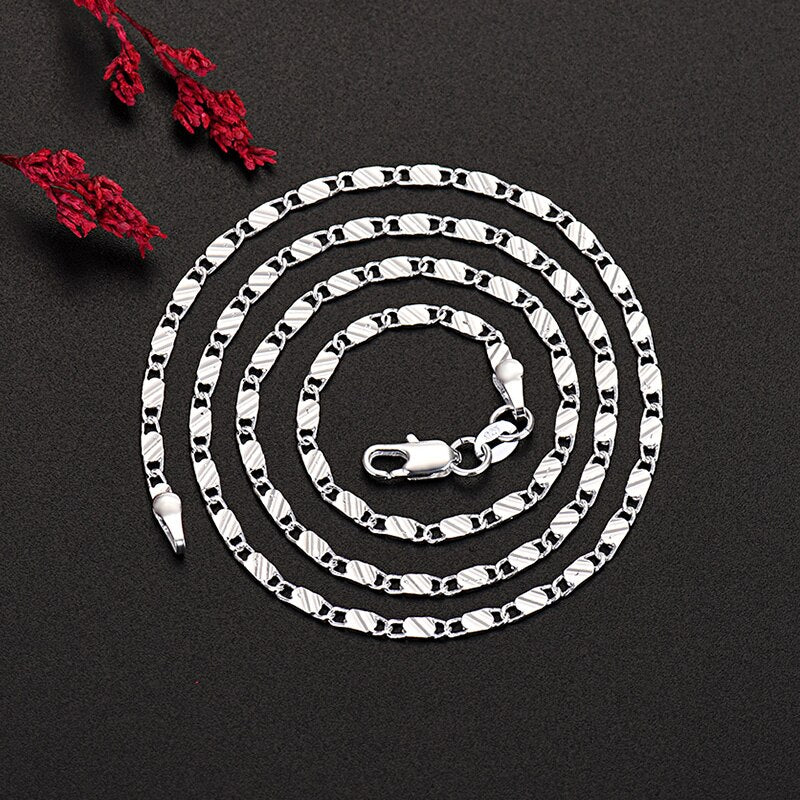 classic 925 Sterling Silver 2MM flat Clavicle chains Necklaces for Men Women wedding party fine Jewelry gifts