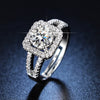 classic 925 Sterling silver  Crystal square Rings for women Adjustable size party wedding Jewelry holiday gift