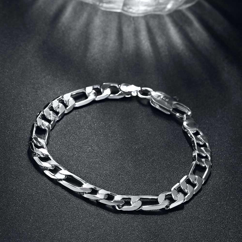 classic 925 sterling Silver 18K gold color 8MM geometry Bracelets for man Women Party wedding Gifts fine Jewelry
