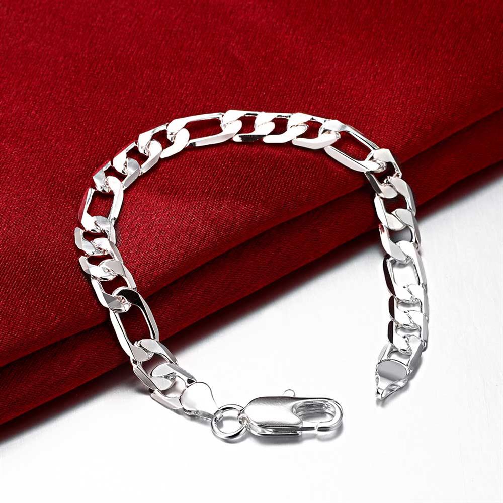 classic 925 sterling Silver 18K gold color 8MM geometry Bracelets for man Women Party wedding Gifts fine Jewelry