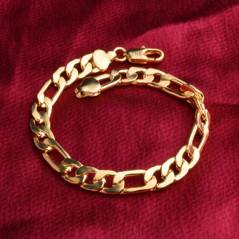 classic 925 sterling Silver 18K gold color 8MM geometry Bracelets for man Women Party wedding Gifts fine Jewelry