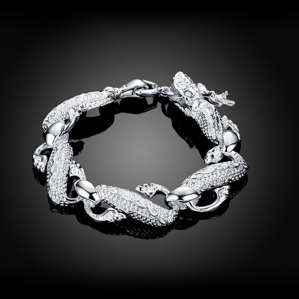 classic big dragon 925 sterling silver Bracelets for man women Wedding party Gifts fine  Jewelry