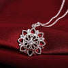 925 Stamped Silver noble Zircon flower Pendant Necklace For Women charms party wedding Jewelry Christmas gifts