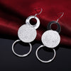 925 Sterling Silver Retro Frosted circle drop earrings for Woman wedding party fine Jewelry Holiday gifts
