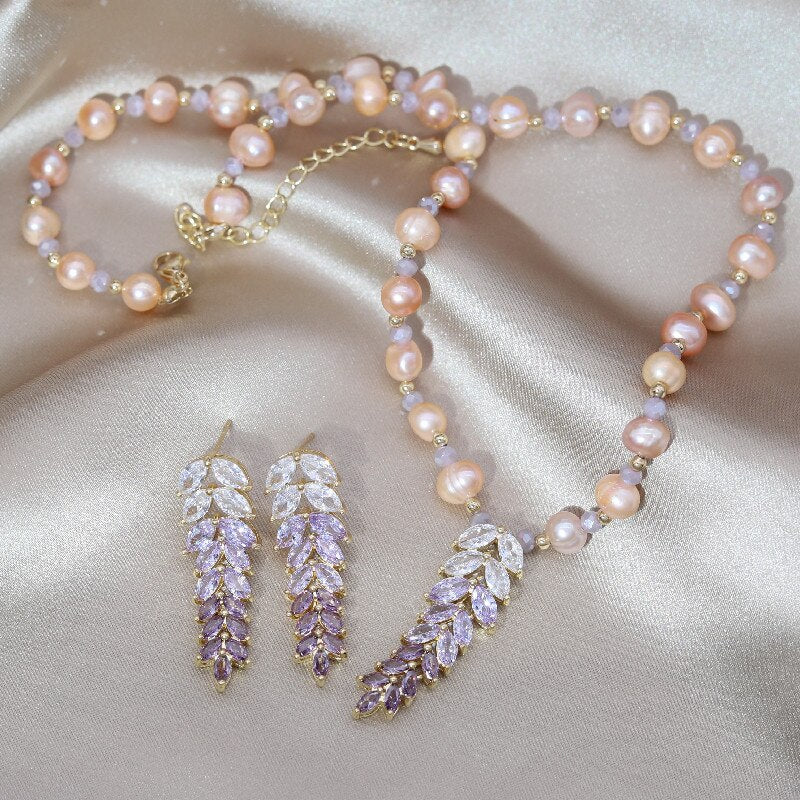 jewelry 14K gold plating gradient color zircon wheat ear tassel earrings  elegant women's party accessories