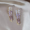 jewelry 14K gold plating gradient color zircon wheat ear tassel earrings  elegant women's party accessories