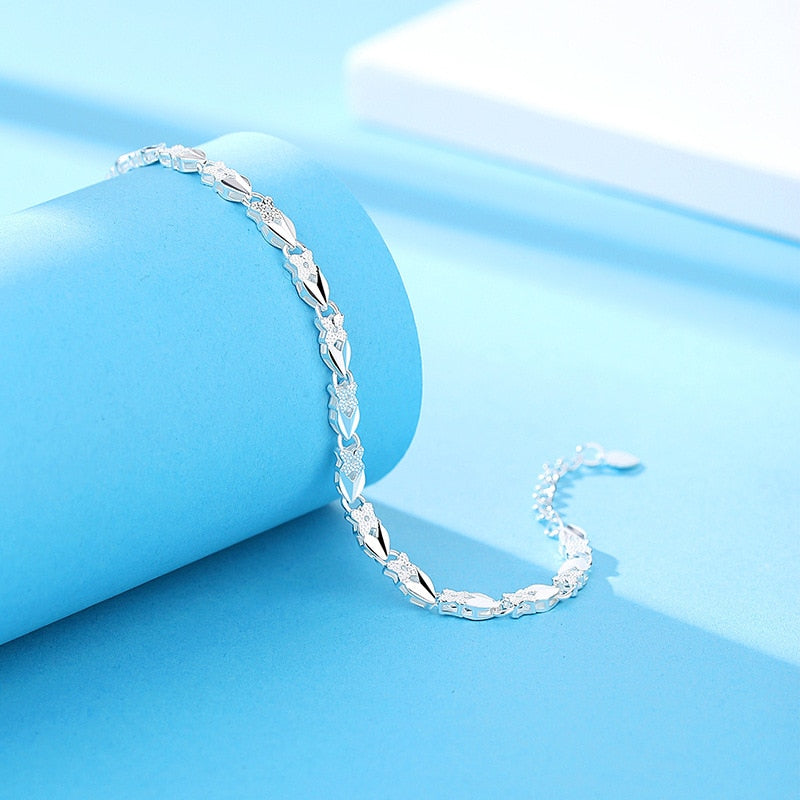 fine 925 Stamp silver Heart Lucky Clover Bracelets For women wedding party Jewelry noble Christmas gifts