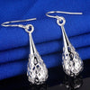 fine 925 Sterling Silver Hollow water drop shape Earrings for Women  party wedding Jewelry Christmas Gifts
