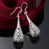 fine 925 Sterling Silver Hollow water drop shape Earrings for Women  party wedding Jewelry Christmas Gifts