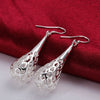 fine 925 Sterling Silver Hollow water drop shape Earrings for Women  party wedding Jewelry Christmas Gifts