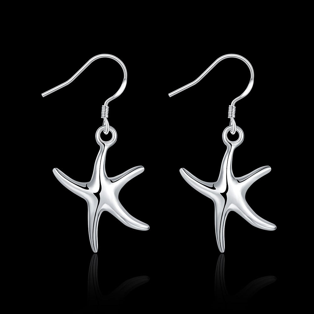 fine 925 Sterling Silver Pretty starfish Earrings for Women party wedding Holiday gifts classic Popular Jewelry