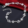 fine 925 sterling silver Bracelet crystal romantic heart flower chain for woman wedding accessories designer jewelry