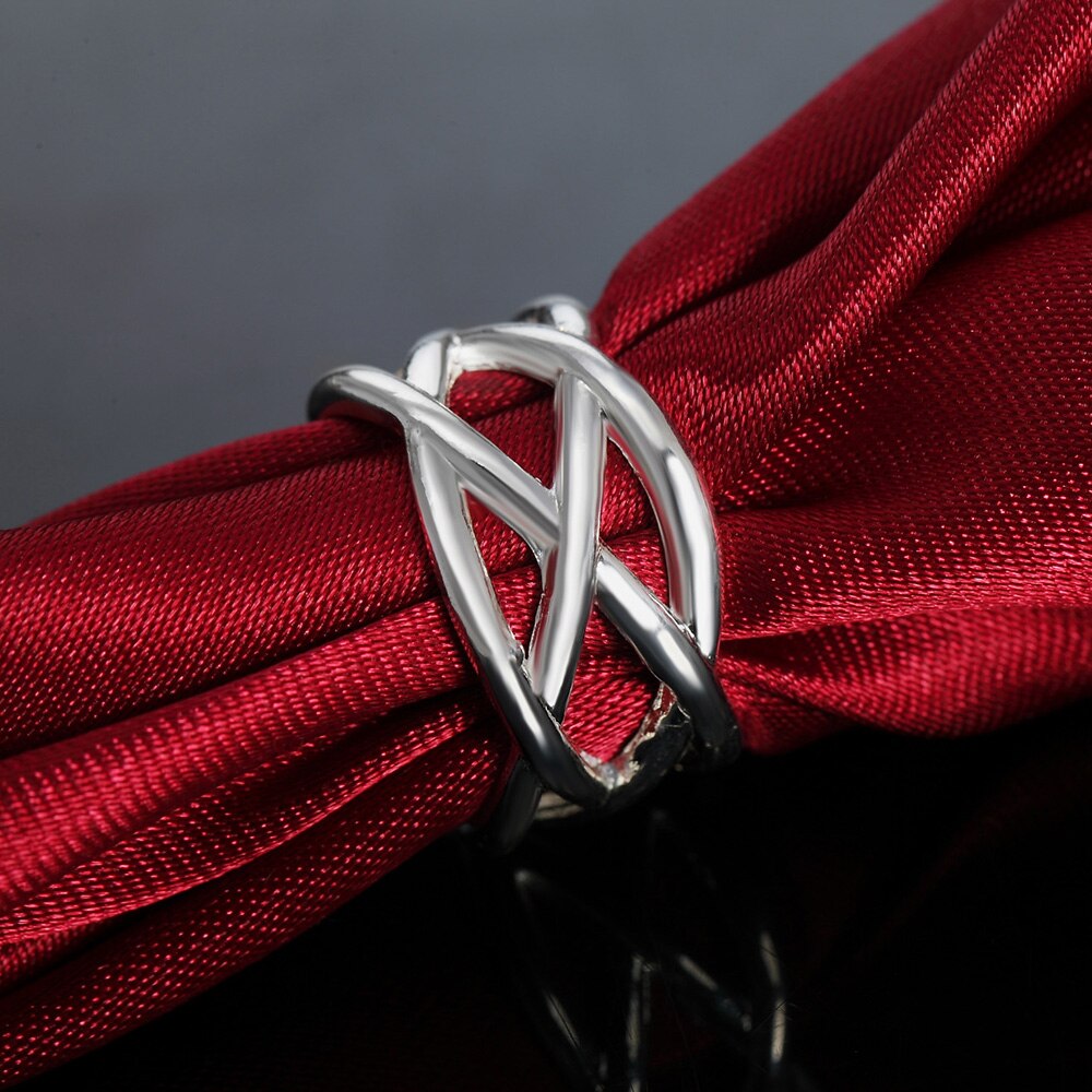 fine designer 925 Stamped Silver Cross fishing net Rings for Women Men Size 6 7 8 9 10 party Wedding Jewelry gifts