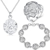 fine rose flower 925 sterling Silver rings Bracelets necklaces Jewelry set for women Party wedding accessories gifts