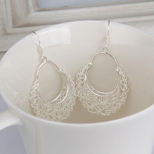 925 Sterling Silver Vintage flower long earrings for women party wedding party Jewelry gifts
