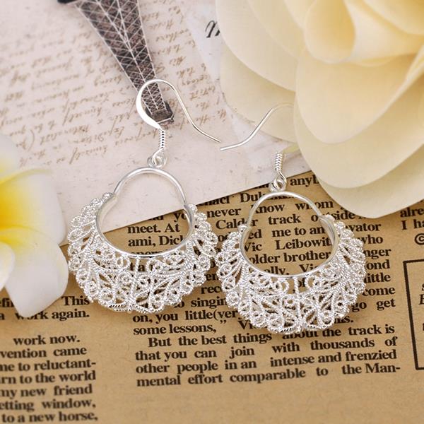 925 Sterling Silver Vintage flower long earrings for women party wedding party Jewelry gifts