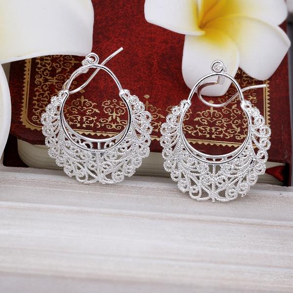 925 Sterling Silver Vintage flower long earrings for women party wedding party Jewelry gifts