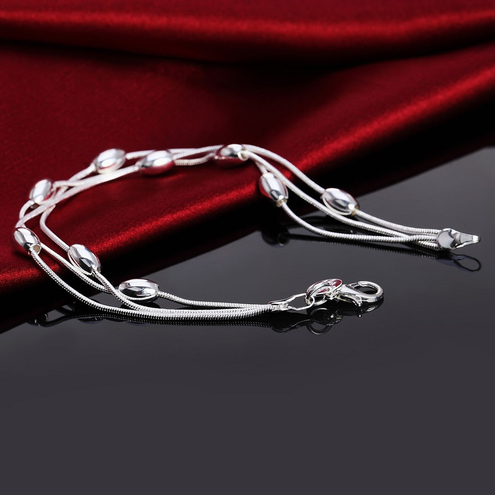 925 sterling silver beautiful tassel beads Bracelet for woman fine  jewelry Wedding party gifts