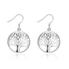 Pretty 925 Sterling Silver Hollow Round tree drop Earrings for Women Jewelry party Christmas Gifts