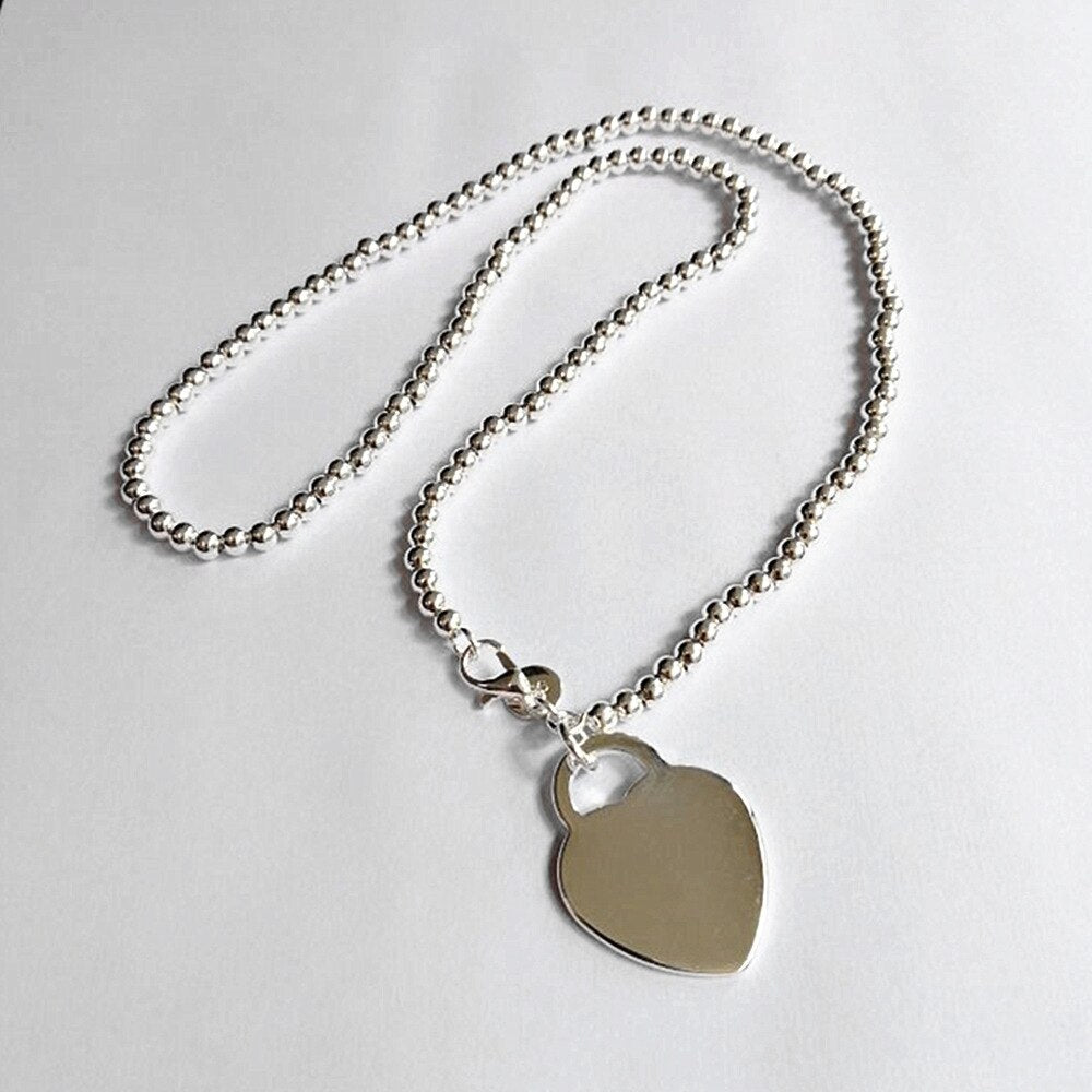 korean 925 Stamped Silver Pretty heart card pendant Necklace For Women party wedding accessories Jewelry Gifts